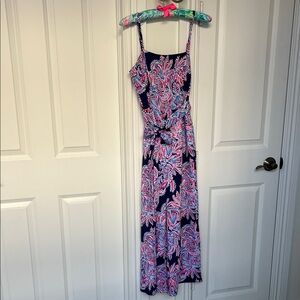 Lilly Pulitzer Colorful jumpsuit midi with Pink and navy Blue Pattern